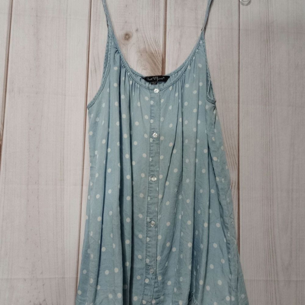 Velvet Heart Blouse Ladies Extra Large Sleeveless Blue & White Polka‎ Dot